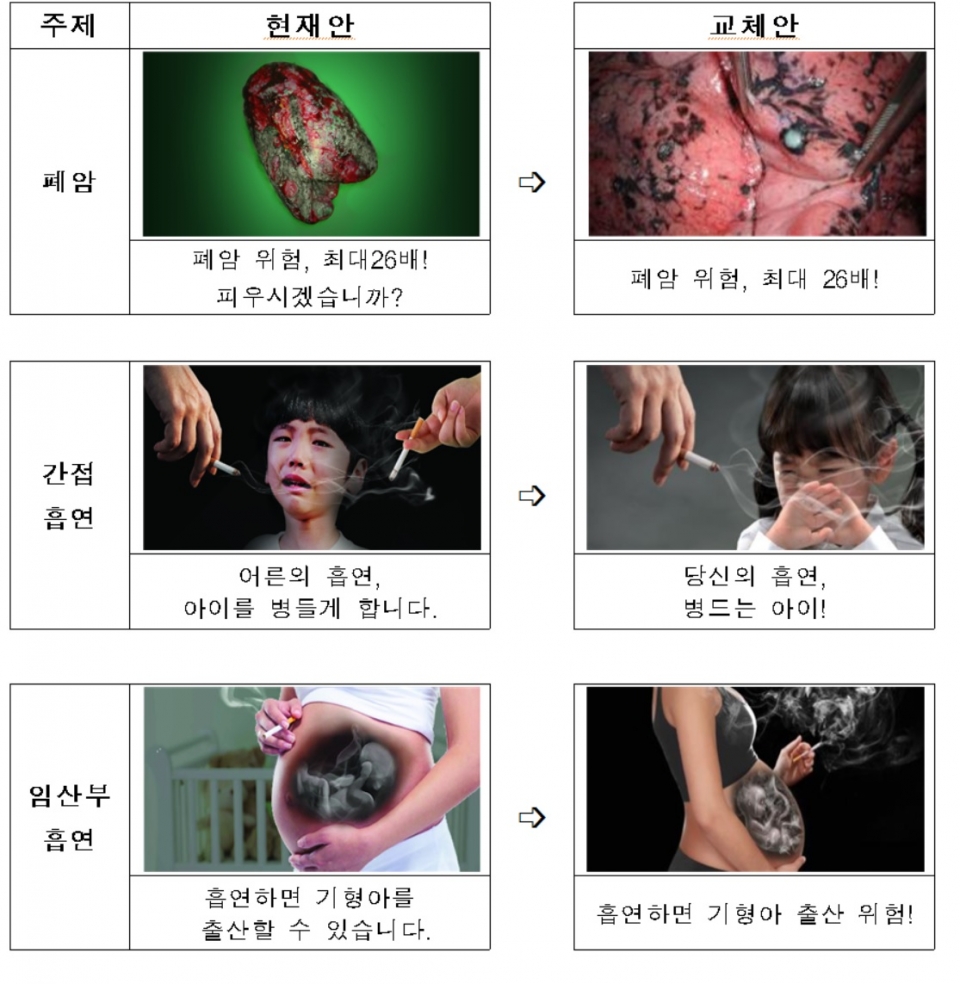 제3기 경고그림 및 문구 표기 일부 내용. (자료=보건복지부)