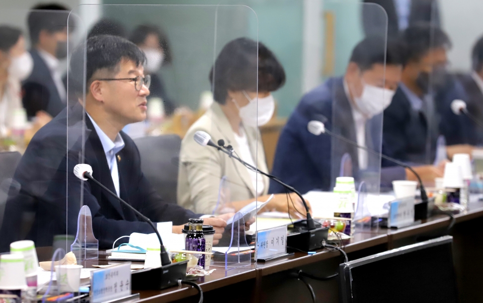 보건복지부 이기일 제2차관이 29일 저녁 2022년 제18차 건강보험정책심의위원회(건정심)를 주재하고 있다.
