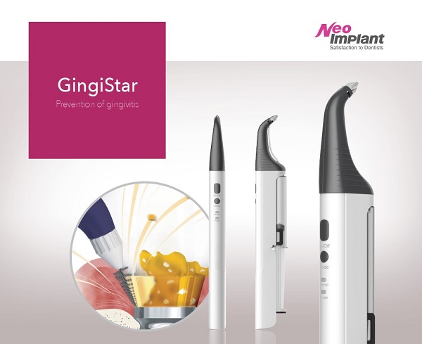 네오바이오텍(대표 허영구)이 선보인 ‘진지스타(GingiStar)’는 잇몸과 어버트먼트 사이에 낀 이물질을 직접 제거하는 전동 브러시로, 임플란트 주위염 예방에 탁월한 제품이다.