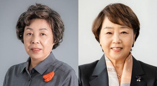 대한간호협회 제40대 회장 선거 기호1번 신경림 회장후보(왼쪽), 기호2번 탁영란 회장후보.<br>